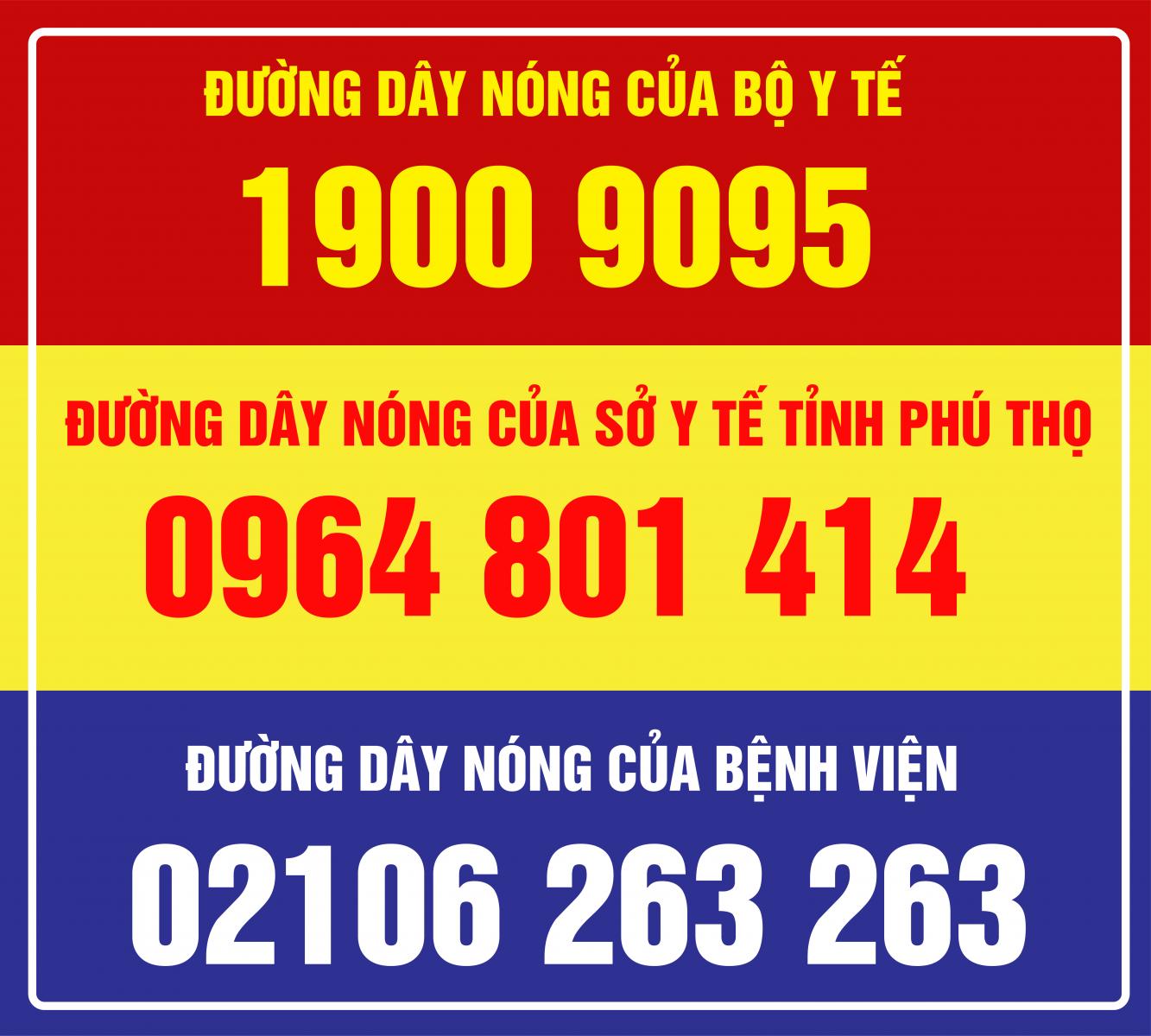THÔNG BÁO SỐ ĐIỆN THOẠI ĐƯỜNG DÂY NÓNG CỦA BỆNH VIỆN