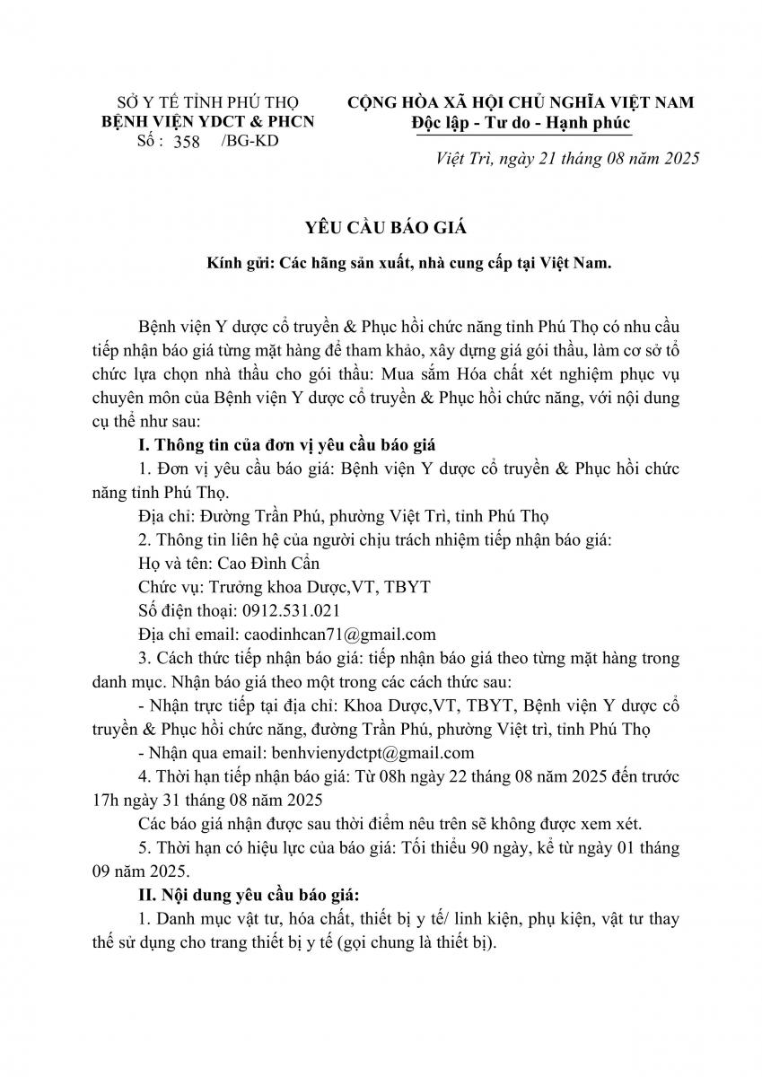 BÁO GIÁ VẬT TƯ HÓA CHẤT